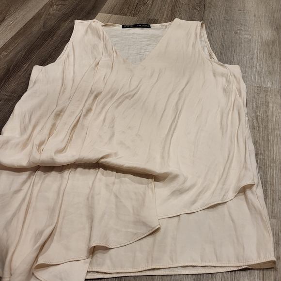 Zara Tops - Zara sleeveless top ivory silk size Large